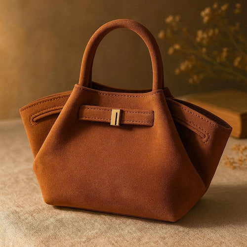 Sac cabas femme minimaliste cuir vegan marron — format ordinateur 13 pouces