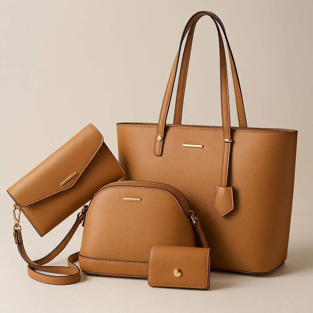 Set 4 sacs femme cuir vegan — ensemble complet assorti