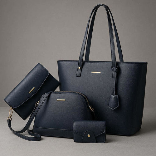 Set 4 sacs femme cuir vegan — vue ensemble des 4 pièces assorties