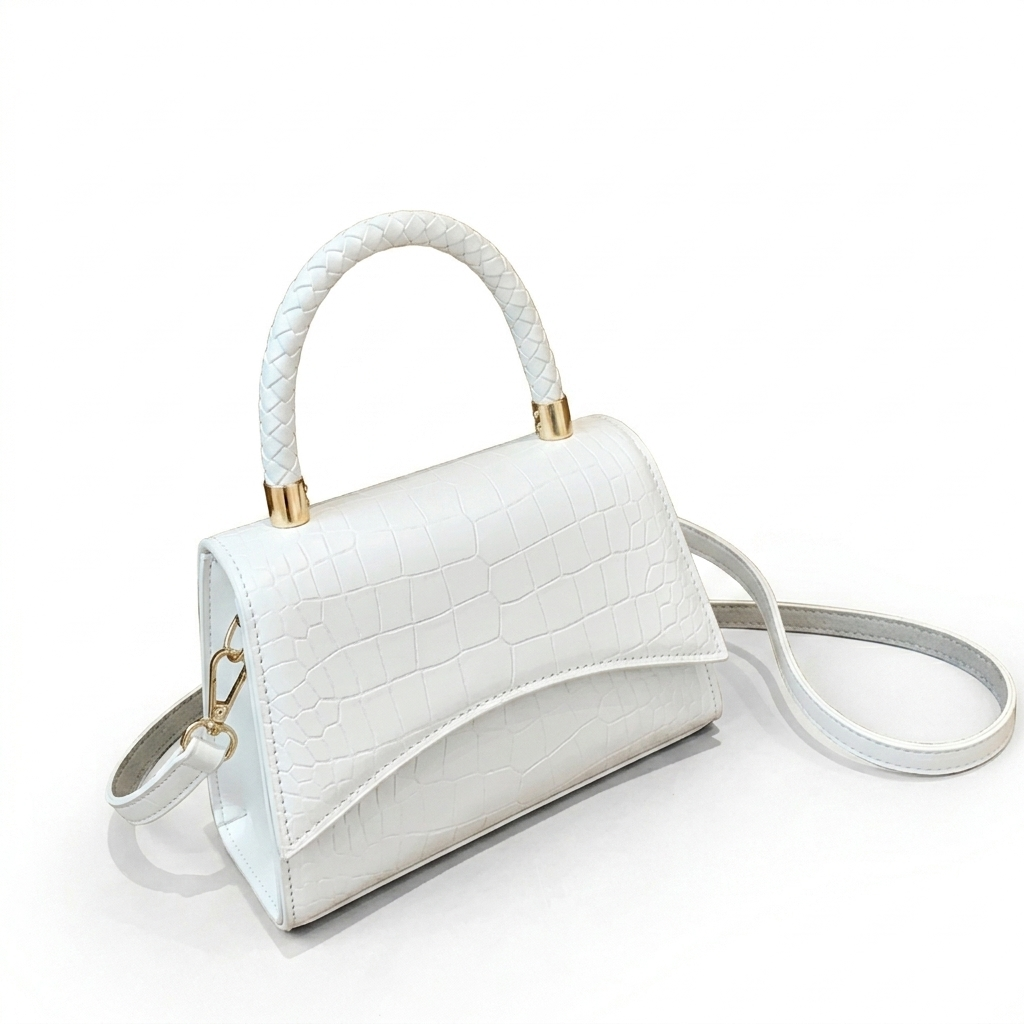 Sac à Main Femme Style Rétro – Motif Crocodile, Format Carré, Port Croisé