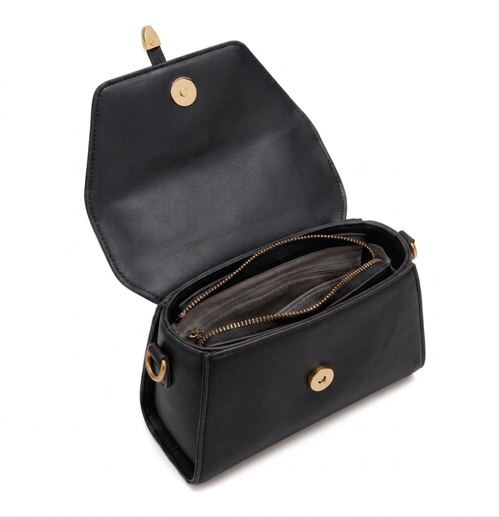 Sac Bandoulière Femme Élégant – Quincaillerie Dorée, Fermeture Rabat