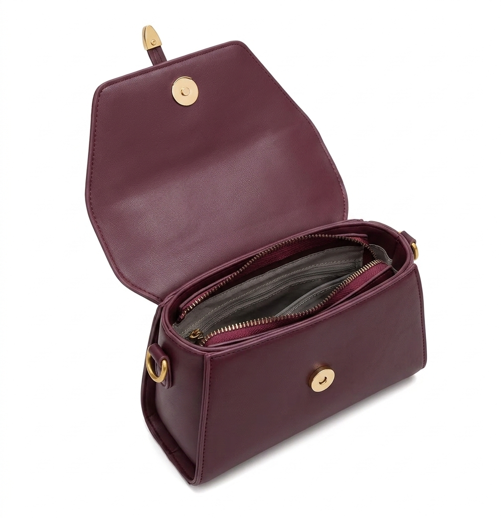 Sac Bandoulière Femme Élégant – Quincaillerie Dorée, Fermeture Rabat