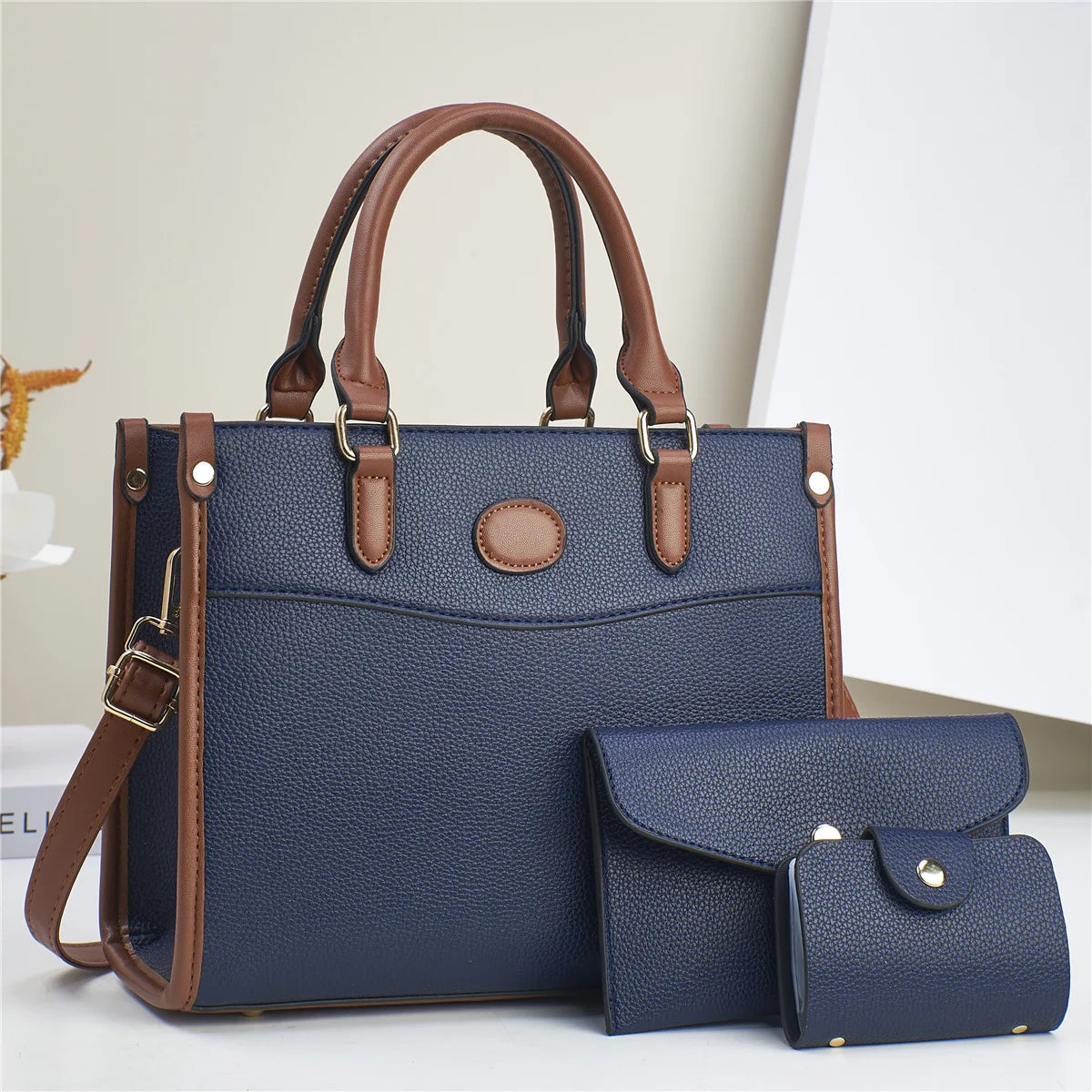 Set Sac Femme 3 Pièces – Cabas, Bandoulière & Portefeuille Assortis, Cuir PU